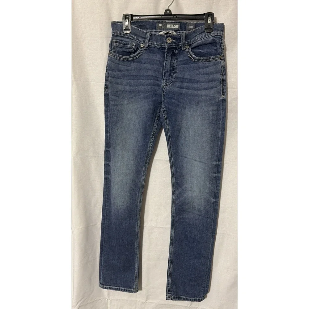 BKE ALEC Straight Leg Jeans sz 31R Medium Wash Stretch - Picture 1 of 7